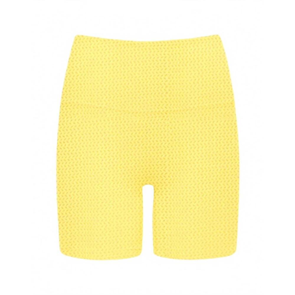 NEW MONTCE women's crochet midi bike short in yellow